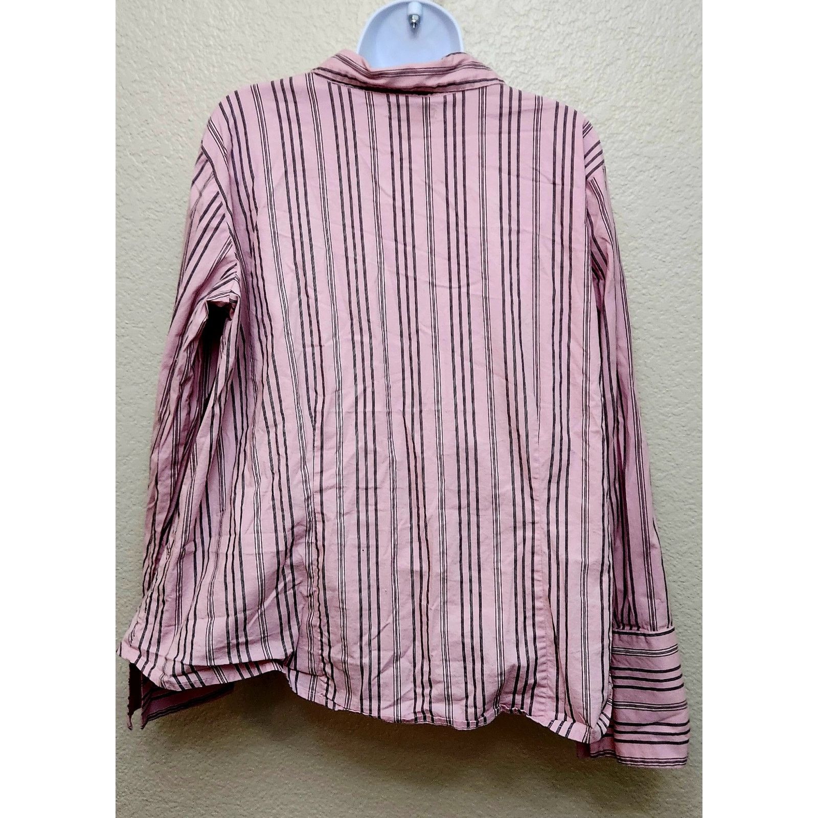 Other At Last & Company Pink Black Chevron Striped Button Top 3X Size 3XL / US 20-22 - 3 Thumbnail