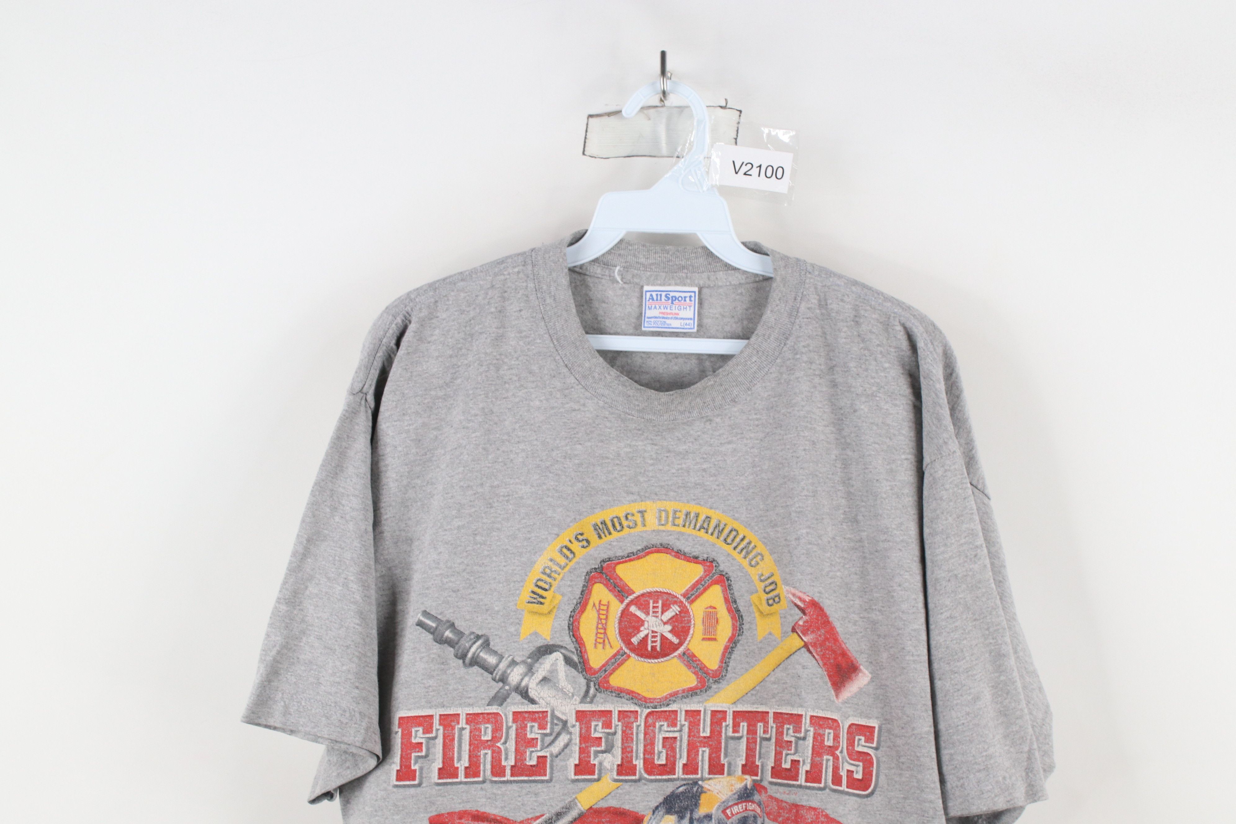 Vintage Vintage 90s Spell Out Fire Fighters Short Sleeve T-Shirt Size US L / EU 52-54 / 3 - 2 Thumbnail