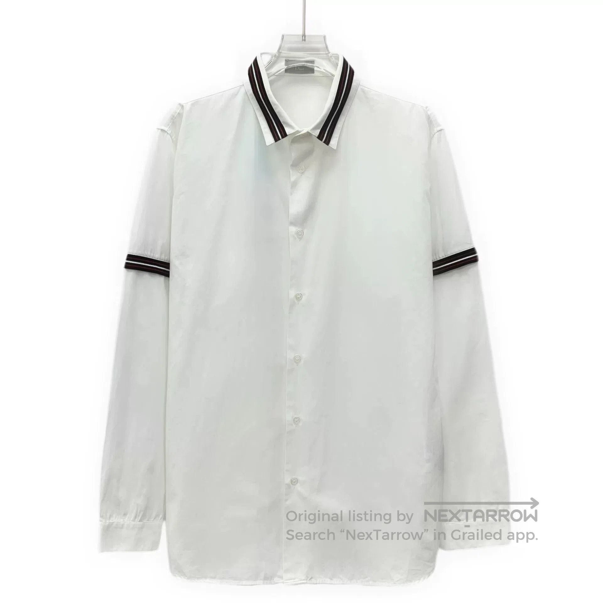 Dior white striped cotton long sleeve shirt. Size US L / EU 52-54 / 3 - 1 Thumbnail