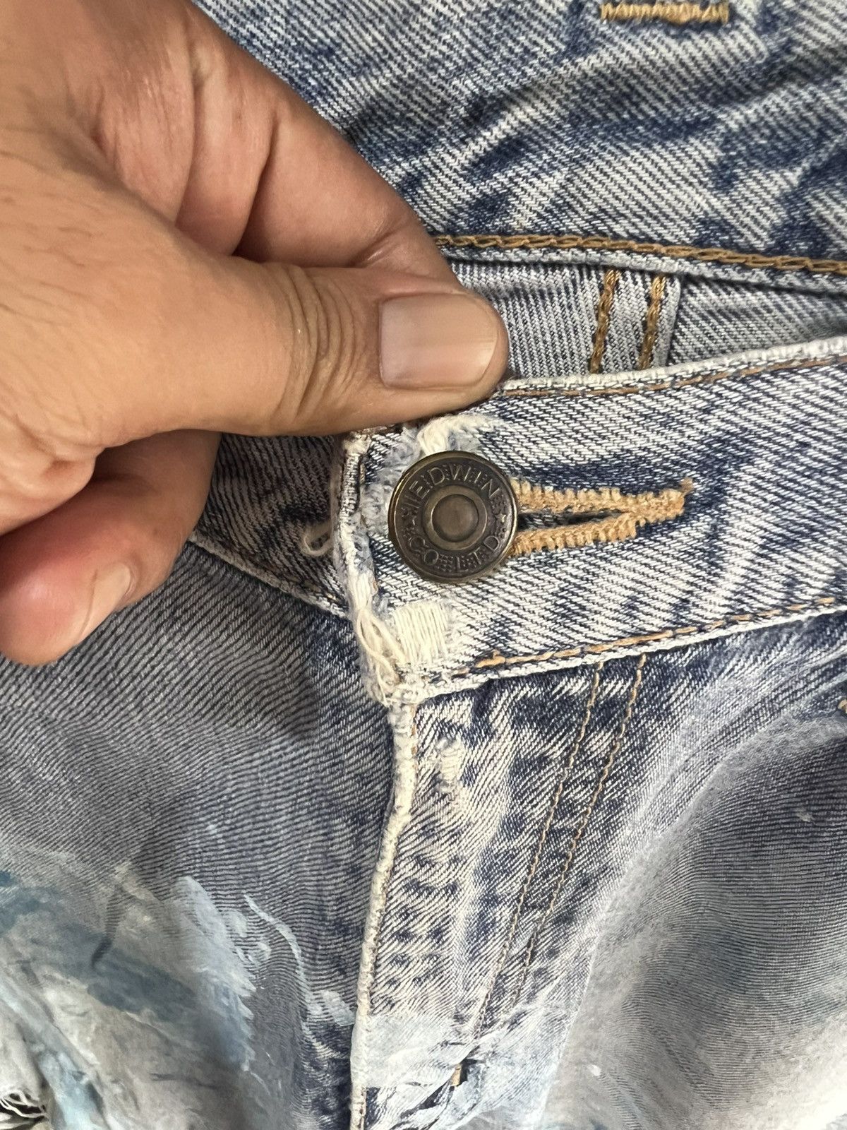 If Six Was Nine 🔥Rare Vintage Edwin Paint Splash Distressed Denim Size US 32 / EU 48 - 11 Thumbnail