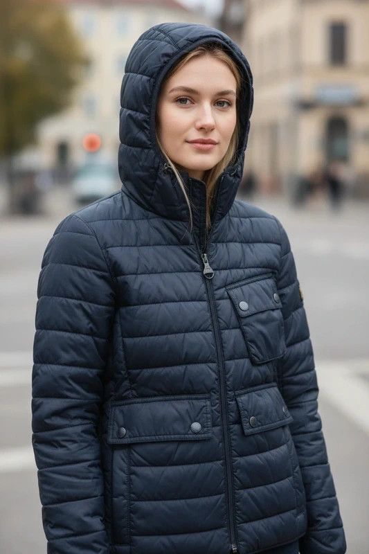 Barbour Barbour International Navy Hooded Quilted Jacket (Size S) Size US S / EU 44-46 / 1 - 13 Thumbnail