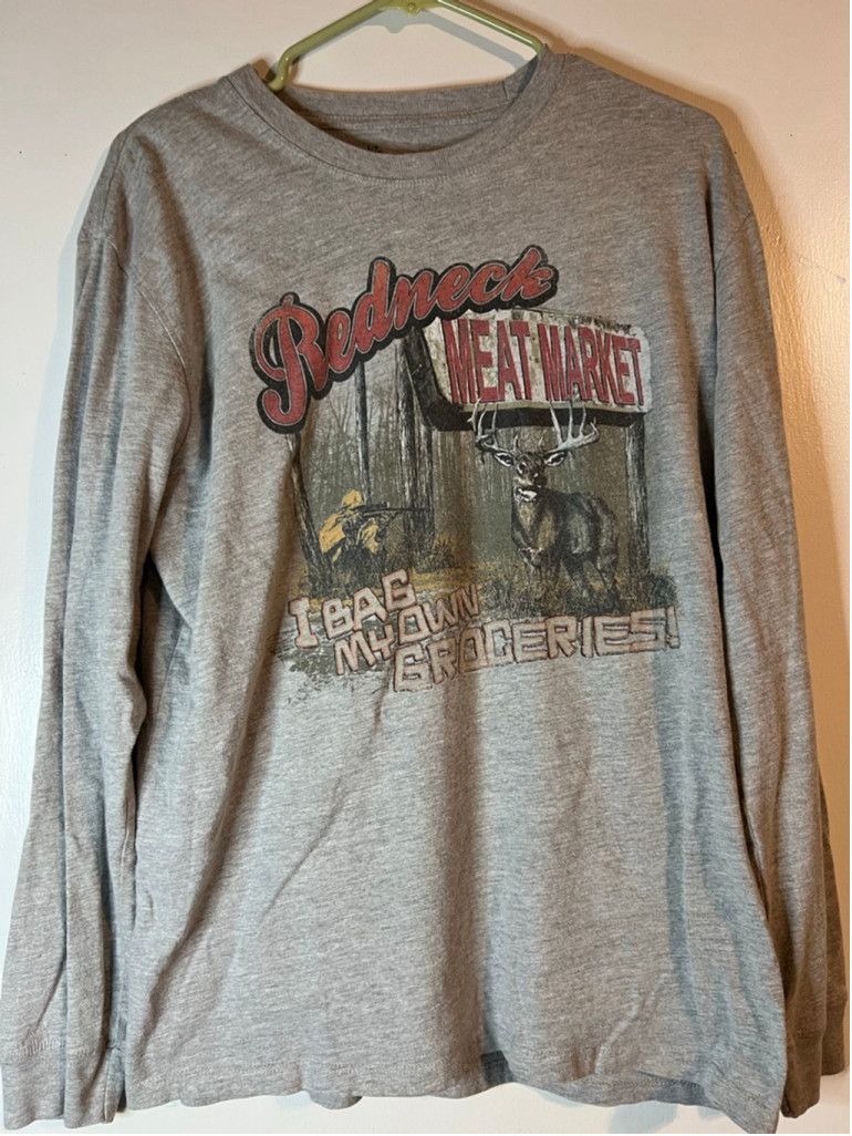 The Unbranded Brand Men's Graphic T-Shirt Gray/Tan Size L Redneck Meat Market Size US L / EU 52-54 / 3 - 1 Thumbnail