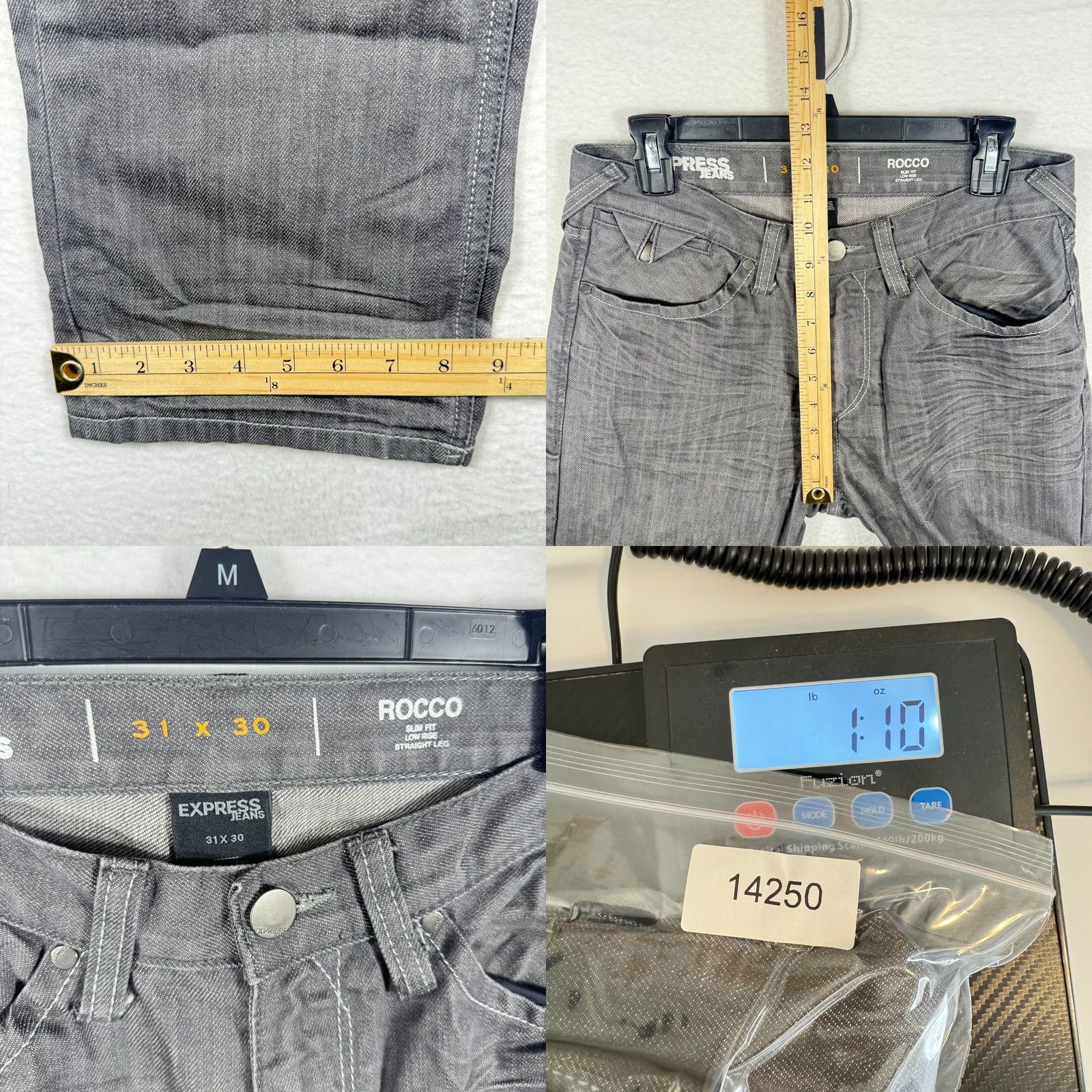 Express Express Mens Jeans Slim Straight 31x30 Distressed Gray Denim 5-Pocket Cotton Washed Y2K Rocco Slim fit Straight Leg Jeans Mens Size US 31 - 8 Thumbnail