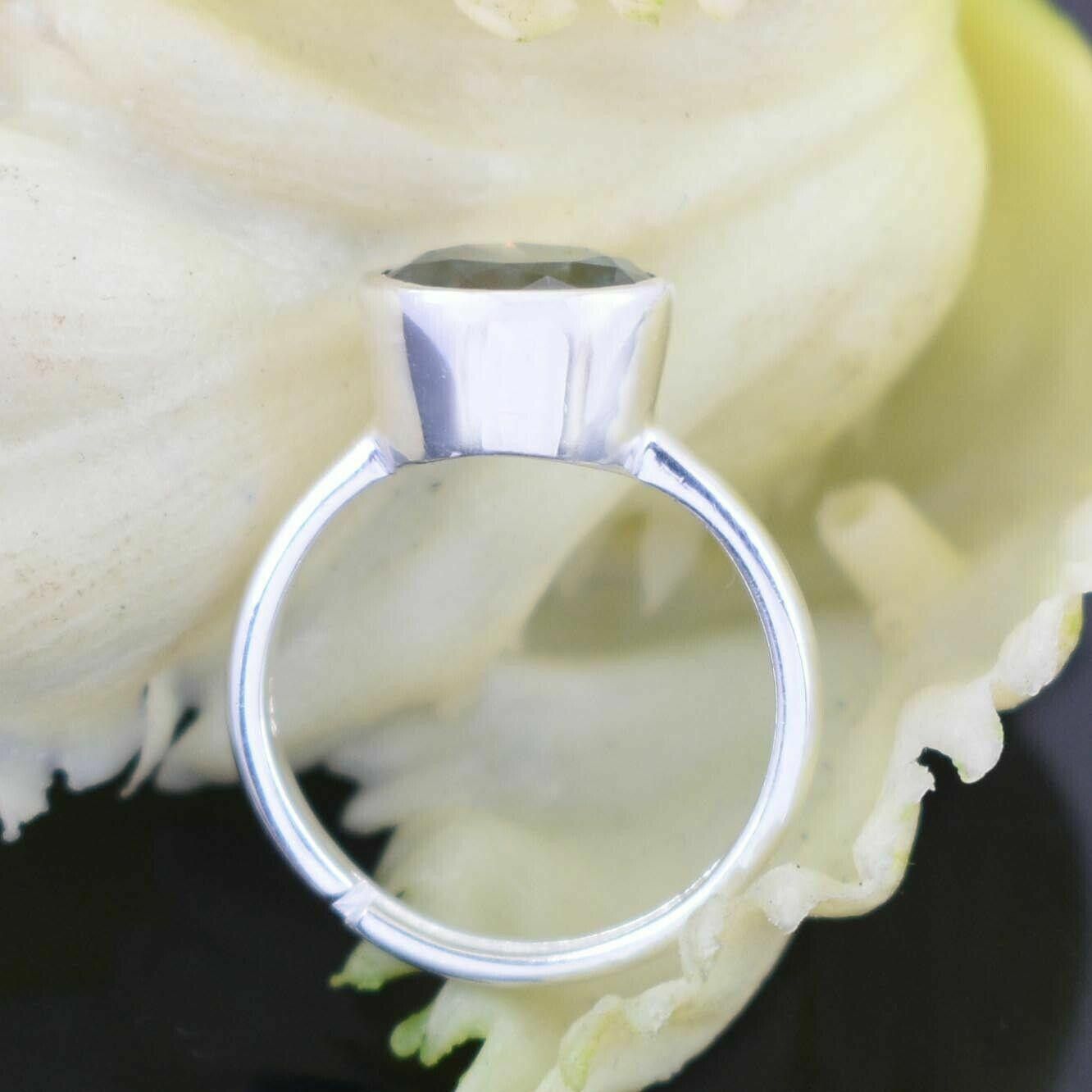 Handmade Hand Made Sterling Silver Solitaire Blue Diamond Ring 3 Cts Size ONE SIZE - 7 Thumbnail