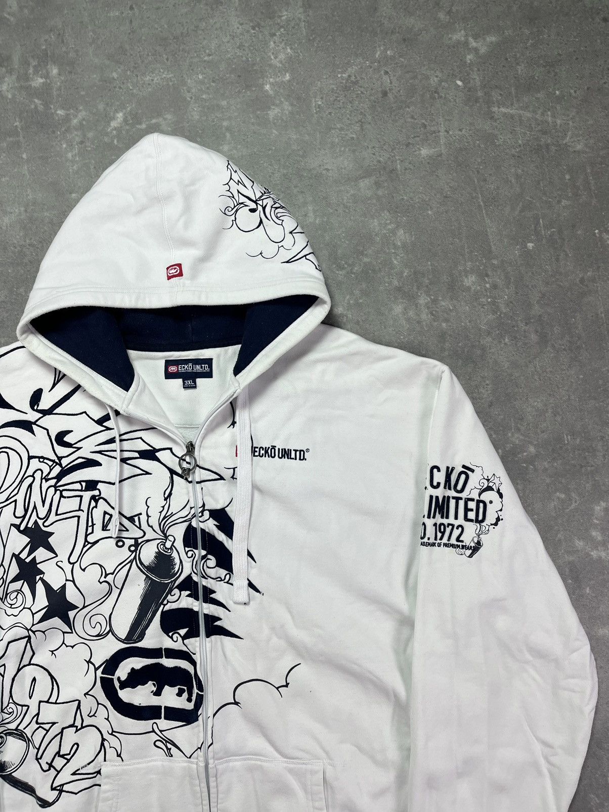 Ecko Unltd. Ecko Unltd. Mega Baggy Printed Zip Hoodie 3XL Rare Size US XXL / EU 58 / 5 - 5 Thumbnail