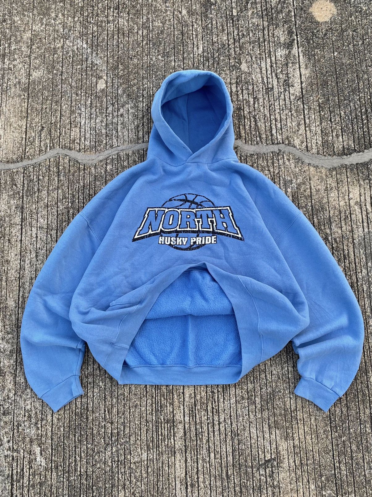 Vintage VTG Baby Blue Russell Athletic Hoodie Size US XXL / EU 58 / 5 - 4 Thumbnail