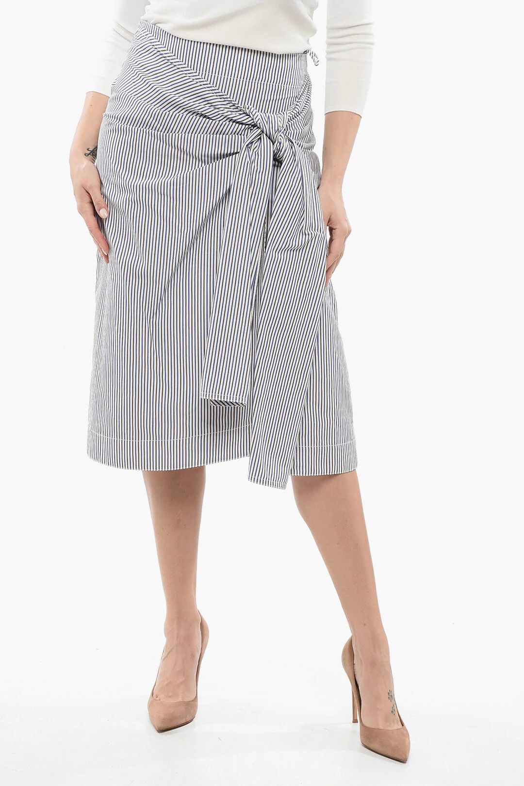 Bottega Veneta og1mm0426 Striped Skirt in Blue Size 25" / US 0 / IT 36 - 1 Thumbnail
