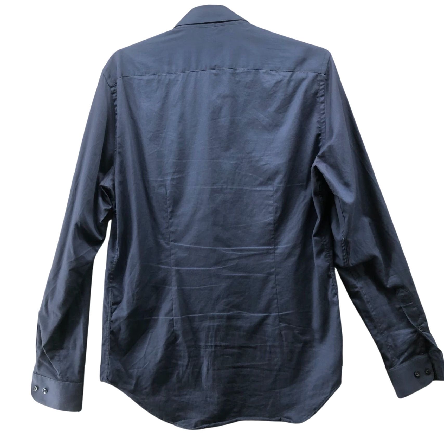 Zara Zara Dress Shirt Mens M Navy Blue Slim Fit Cotton Button-Up Long Sleeve Shirt Size 40R - 2 Thumbnail