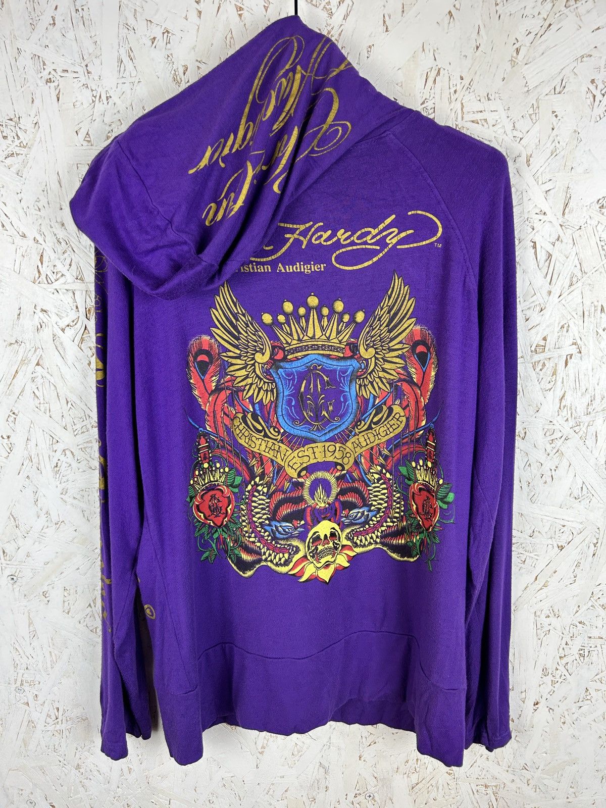Ed Hardy Vintage 00s Y2K Ed Hardy Christian Audigier Zip Hoodie Size S / US 4 / IT 40 - 4 Thumbnail