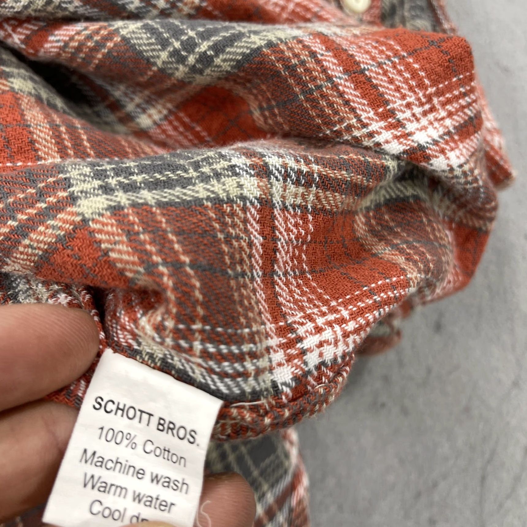 Schott Schott NYC Shirt Mens XL Orange Plaid 100% Cotton Flannel Casual Long Sleeve Size US XL / EU 56 / 4 - 5 Thumbnail