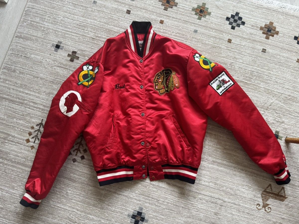 Starter Vintage Starter Chicago Blackhawks Jacket (extra Patches) Size US L / EU 52-54 / 3 - 1 Thumbnail
