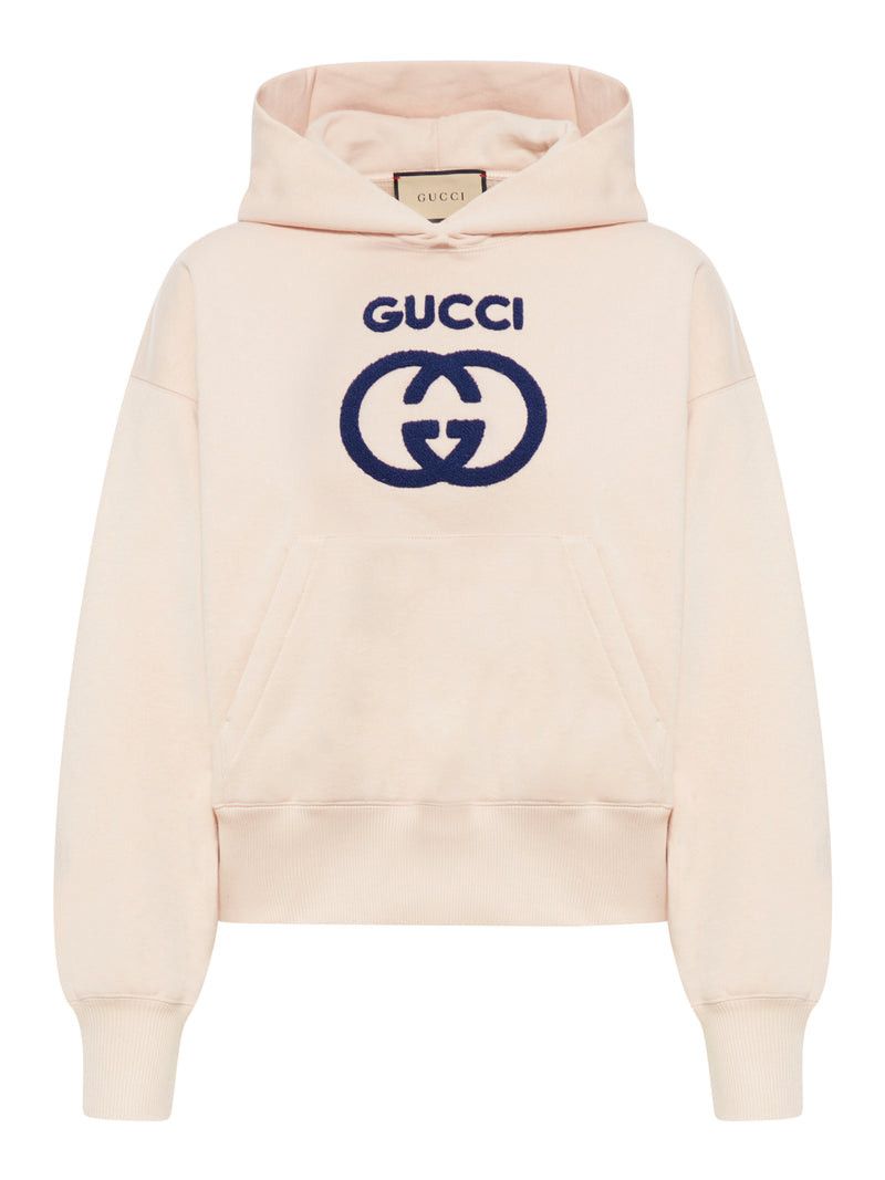 image of Gucci Cotton Jersey Sweatshirt With Embroidery in Beige, Women's (Size Medium)