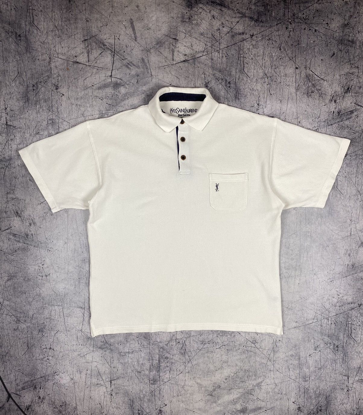 Vintage Rare Vintage 90s Yves Saint Laurent Logo Polo Tee Shirt Size US XL / EU 56 / 4 - 2 Thumbnail