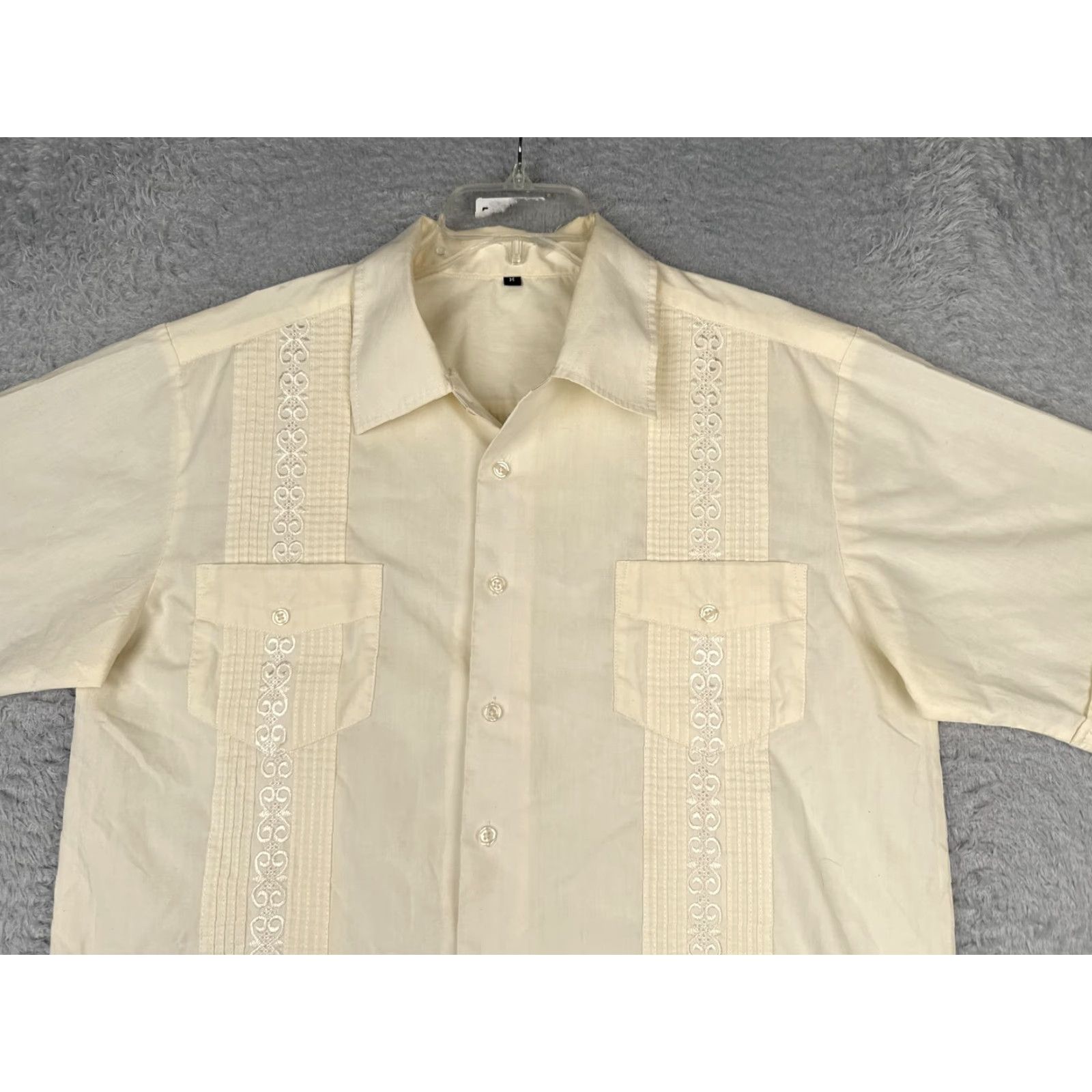 Vintage Guayabera Shirt Mens Medium White Embroidered Short Sleeve Button Up 4 Pocket Size US M / EU 48-50 / 2 - 4 Thumbnail