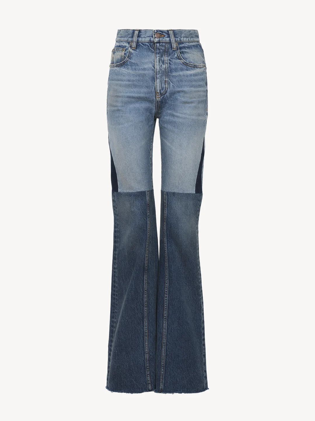 Chloe oc11z1025 Flared Patchwork Jeans in Blue Size 24" / US 00 / IT 34 - 1 Thumbnail