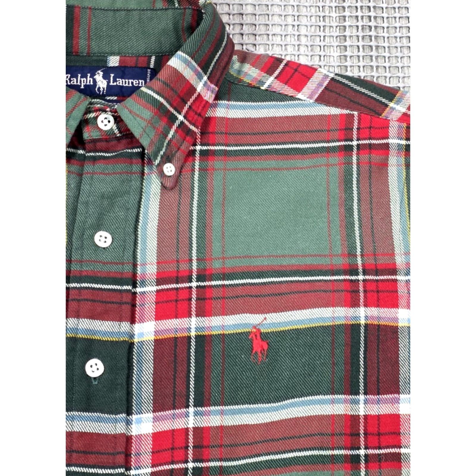 Polo Ralph Lauren VINTAGE Polo Ralph Lauren Shirt Mens M Green Plaid Brushed Cotton Flannel 90s Rare Button-Up Size US M / EU 48-50 / 2 - 3 Thumbnail