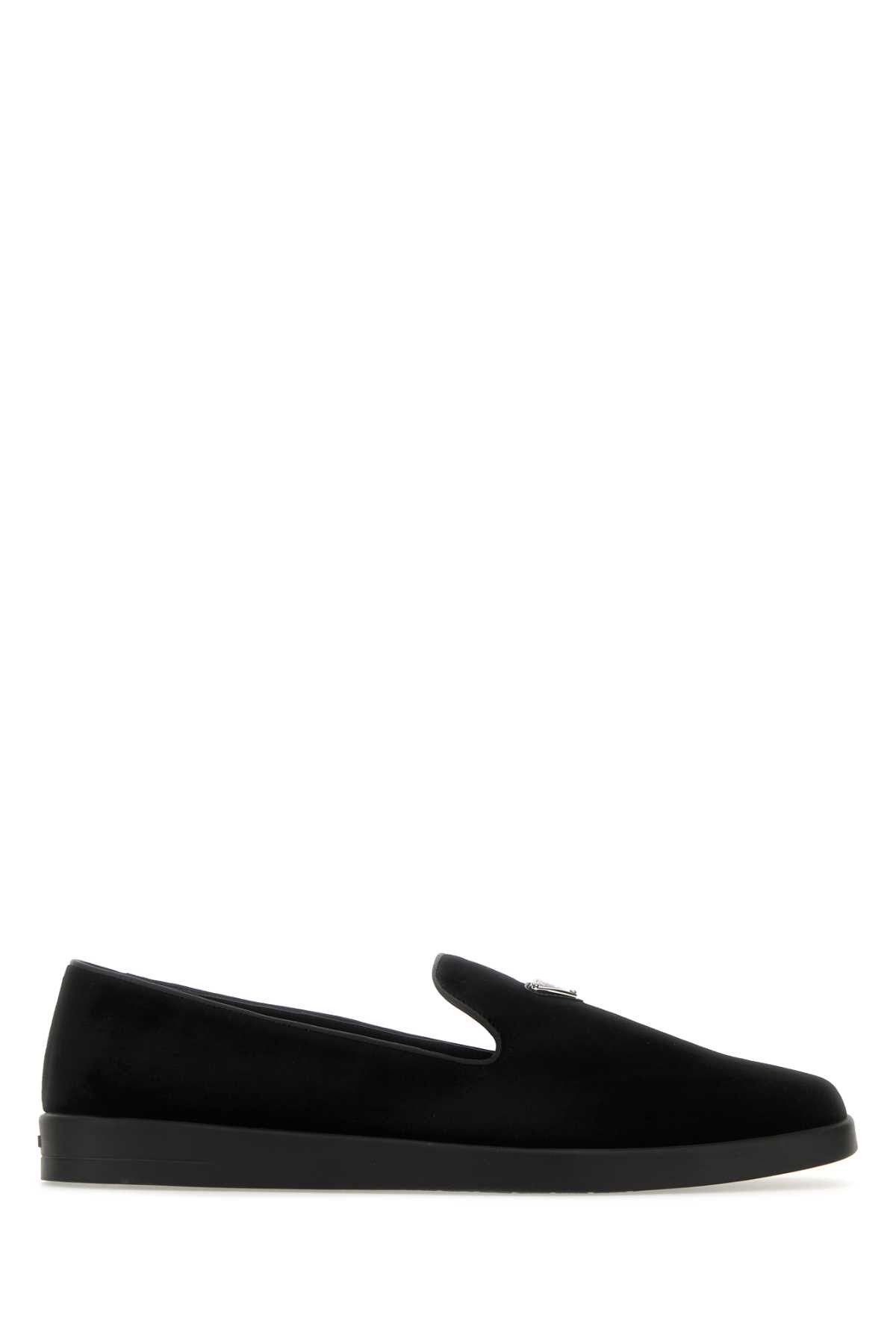 image of Prada Black Velvet Slip Ons Shoes, Men's (Size 6)