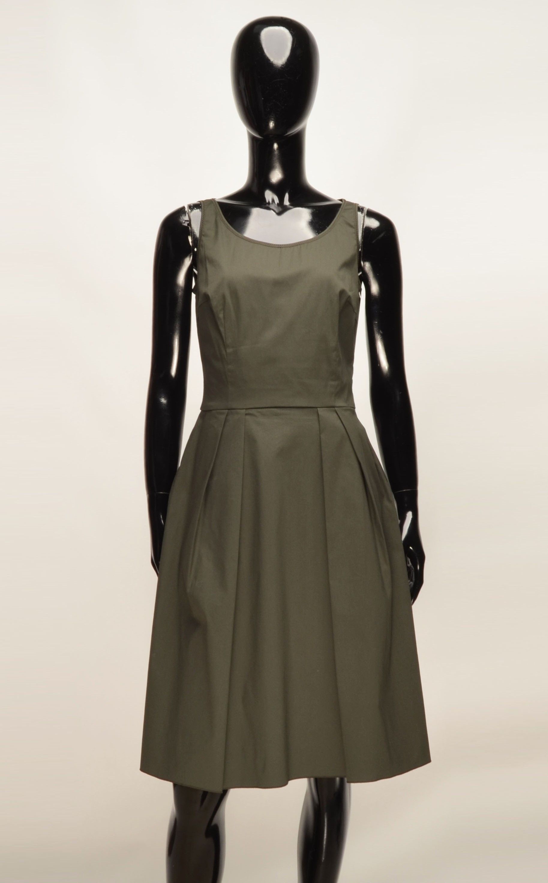 Prada Prada Olive Green A-Line Structured Timeless Dress Size S / US 4 / IT 40 - 1 Thumbnail