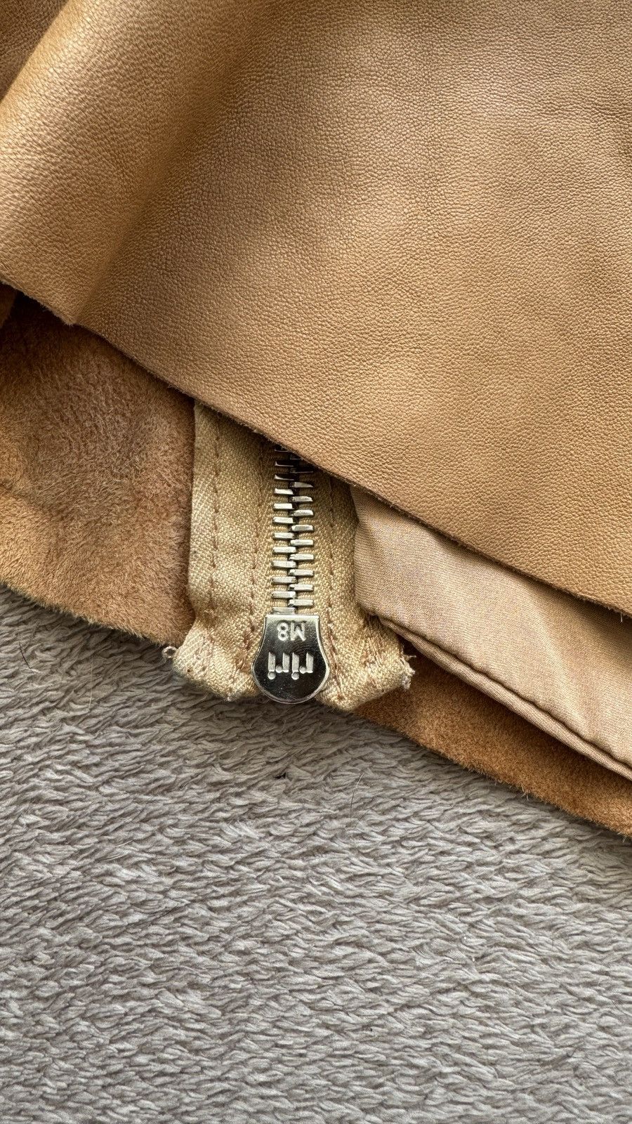 Genuine Leather Willow Soft Cognac Lambskin Leather Zippers Detail Jacket Size M / US 6-8 / IT 42-44 - 11 Thumbnail