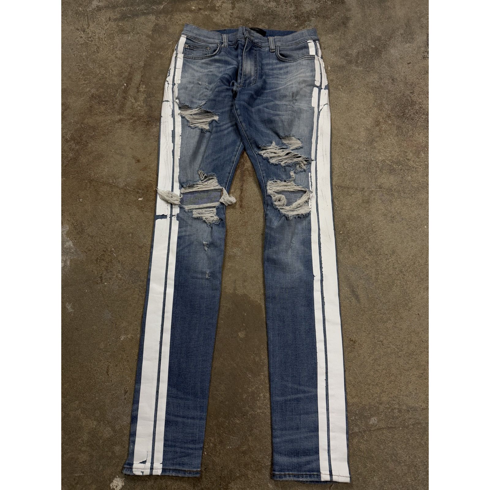 Amiri Jeans Light Wash White Stripe Used 31