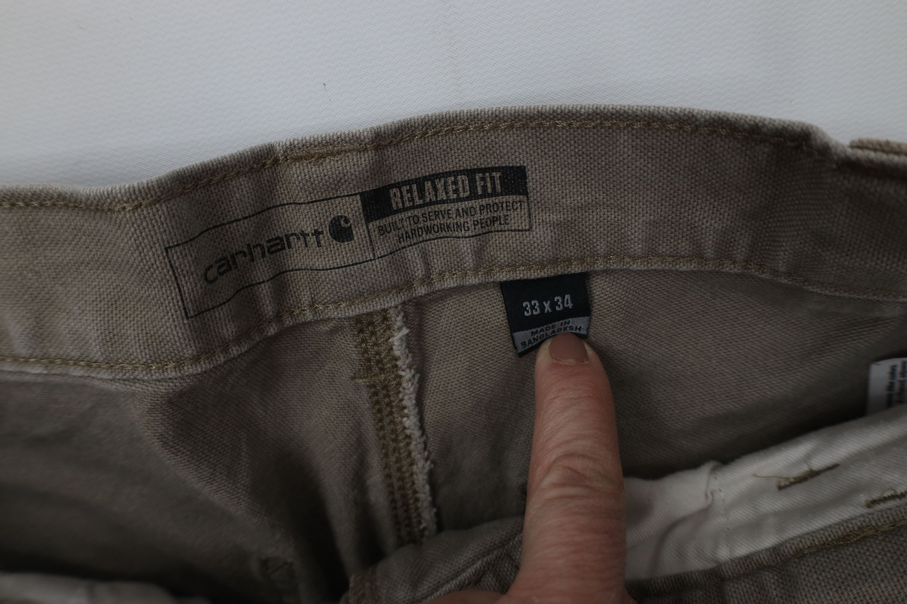 Carhartt Vintage Y2K Carhartt Wide Leg Dungaree Canvas Pants Beige Size US 33 - 9 Thumbnail