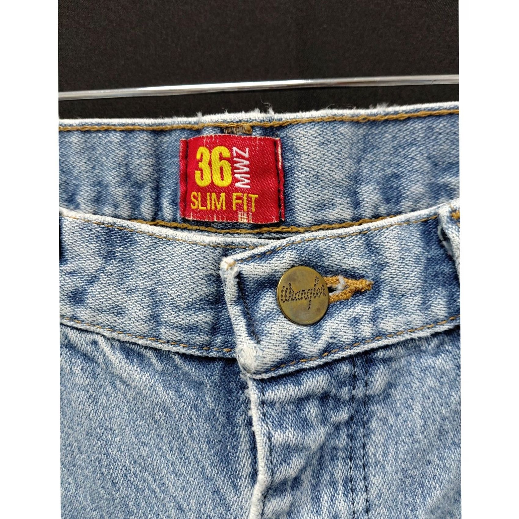 Wrangler Wrangler Jeans Mens 36 x 32 Light Wash Fit Slim Solid Denim Size Size US 36 / EU 52 - 5 Thumbnail