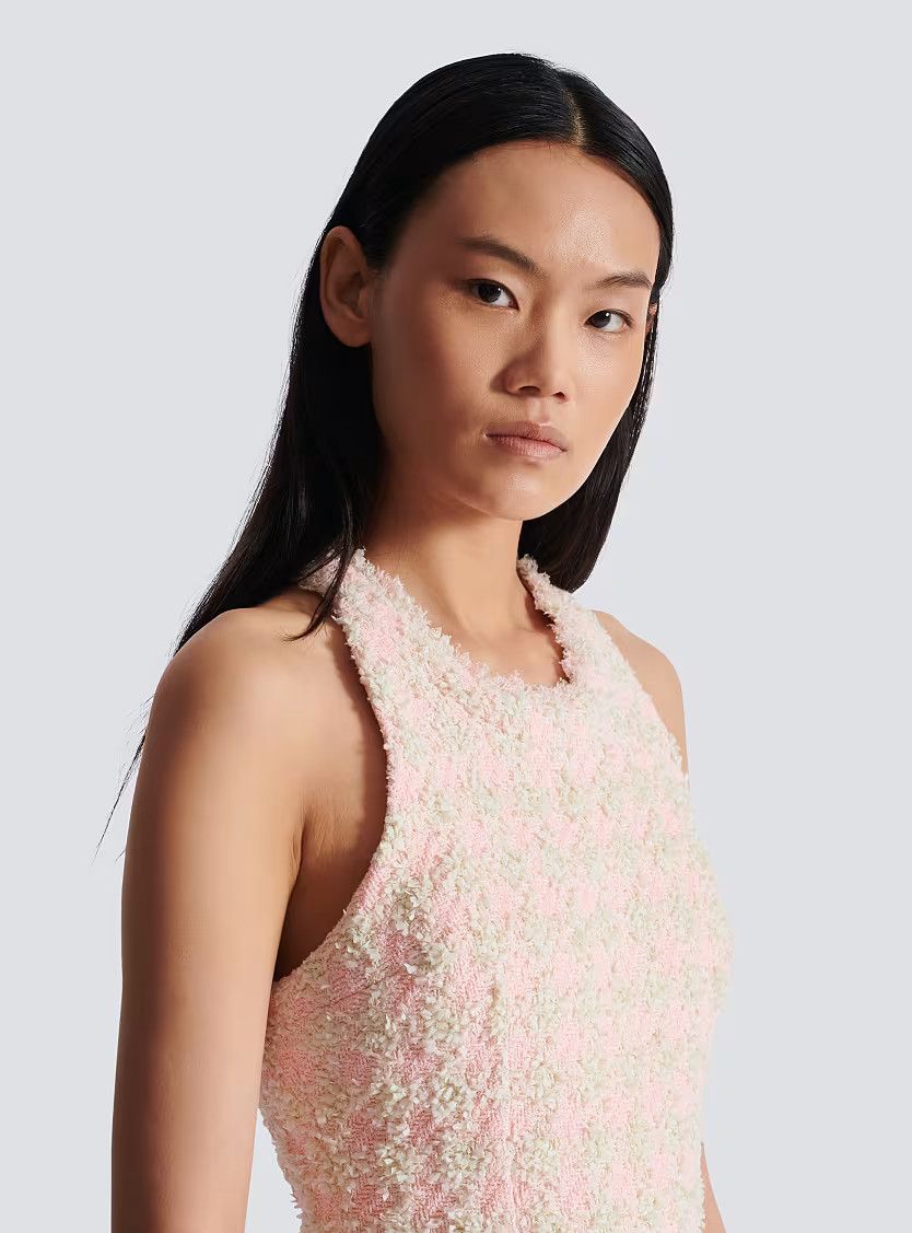 Balmain o1s1wg111225 Tweed Short Dress in Pink Size M / US 6-8 / IT 42-44 - 8 Thumbnail