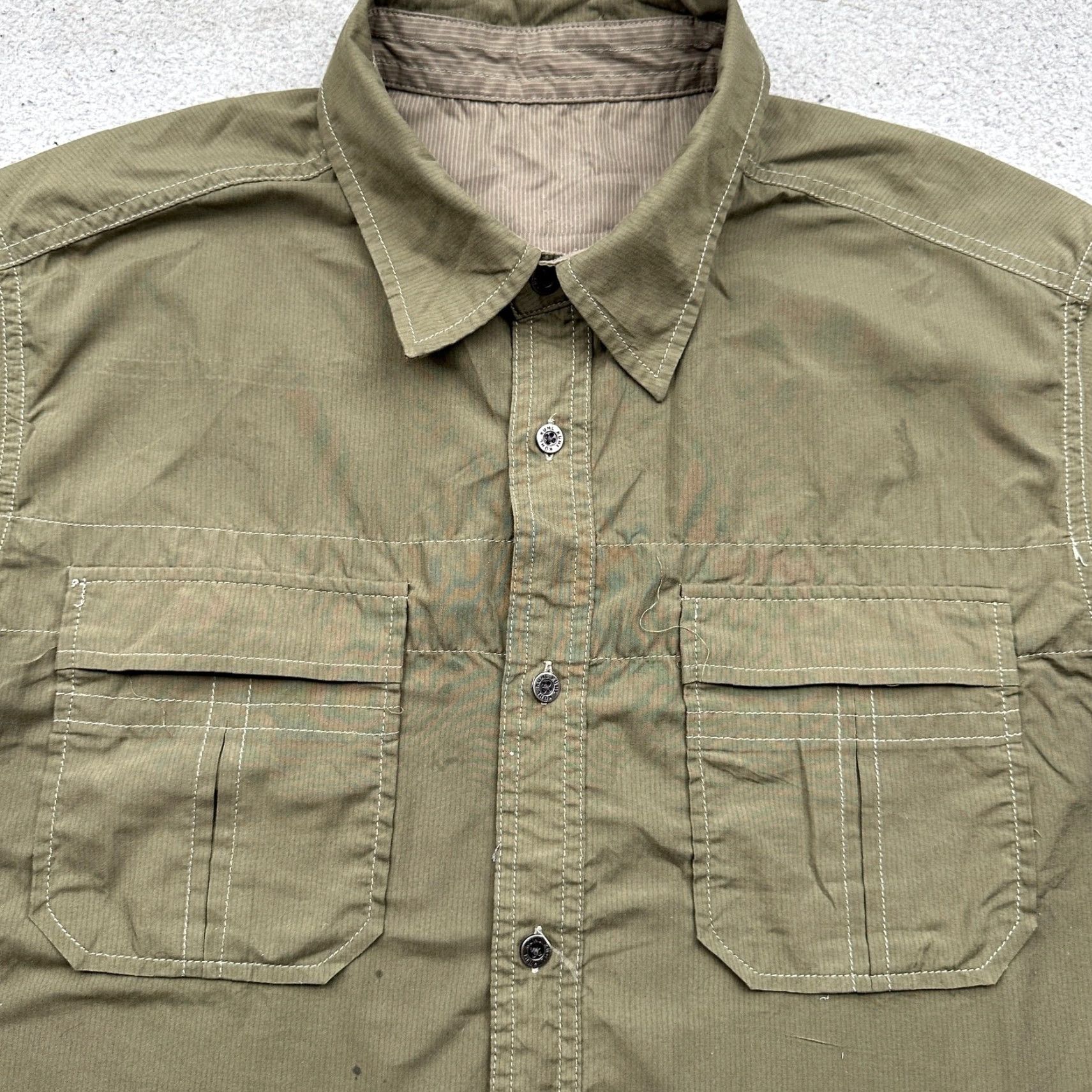 Olive Kuhl Short Sleeve Button Up Eluxur Hiking Shirt Olive Green Striped Mens Medium Size US M / EU 48-50 / 2 - 6 Thumbnail