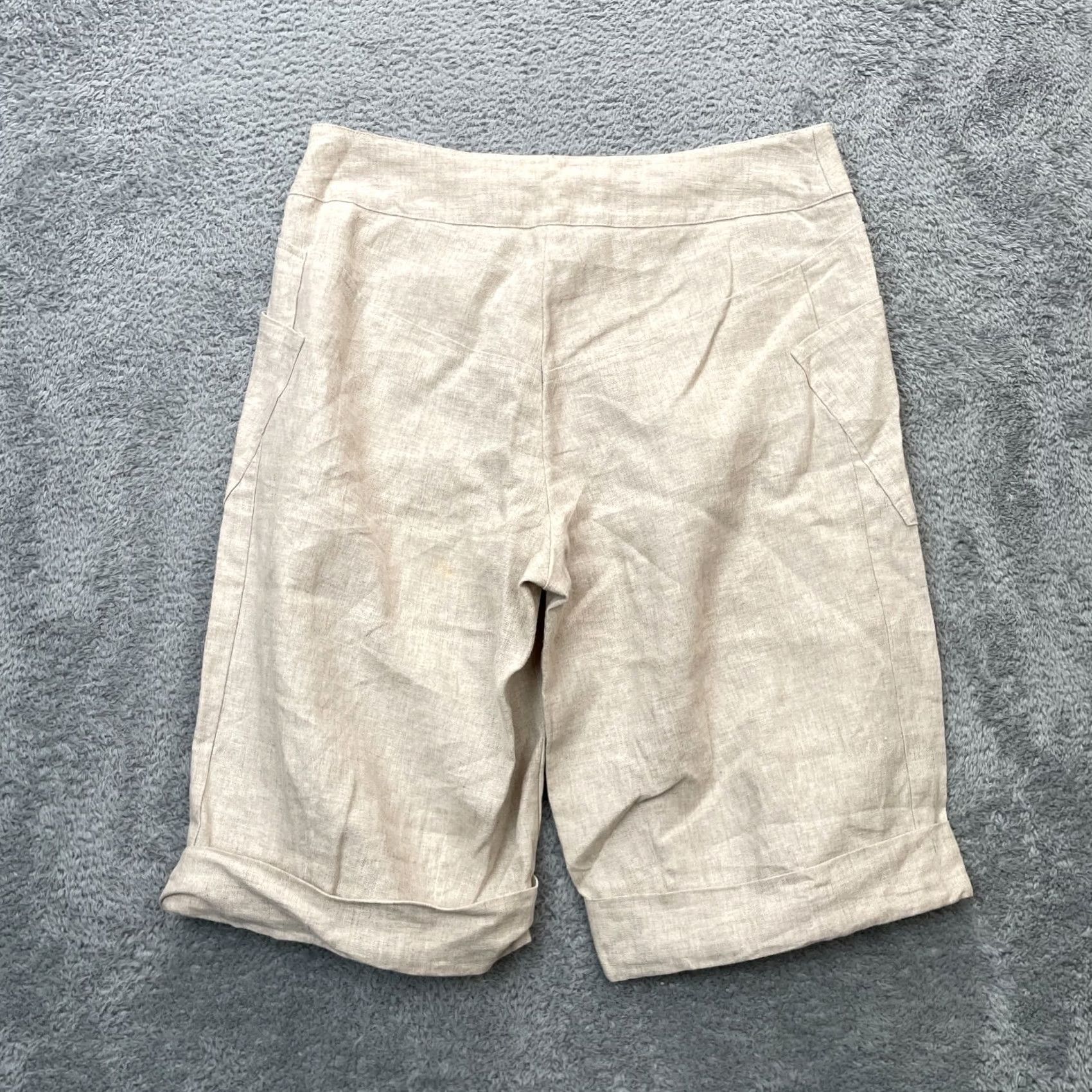 Vintage VINTAGE Babette Bermuda Shorts Womens XS Beige Linen Cuffed Beach Resort Size 26" / US 2 / IT 38 - 2 Thumbnail