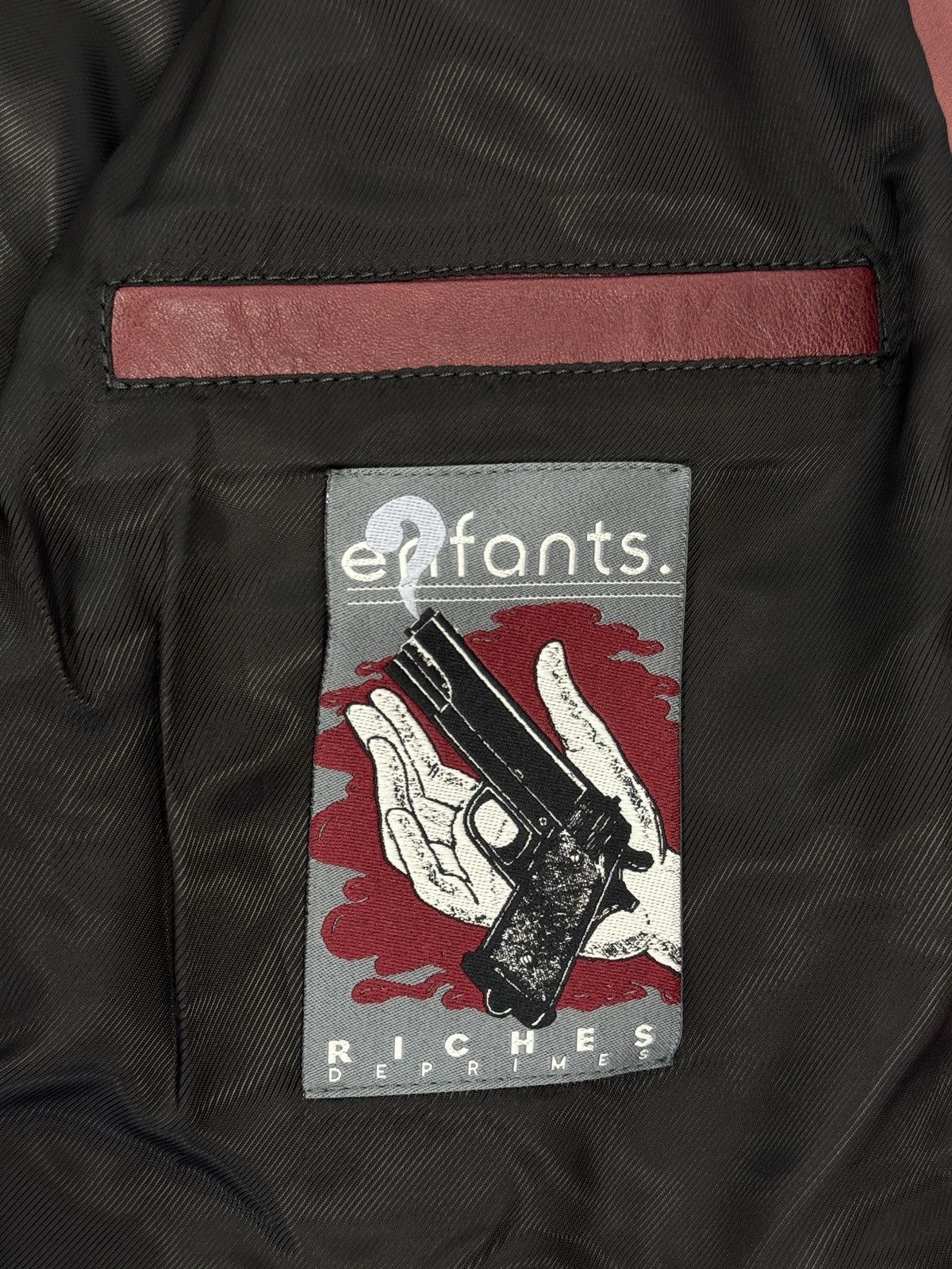 Enfants Riches Deprimes STISH EMBROIDERED BURGUNDY LEATHER JACKET Size US L / EU 52-54 / 3 - 12 Thumbnail
