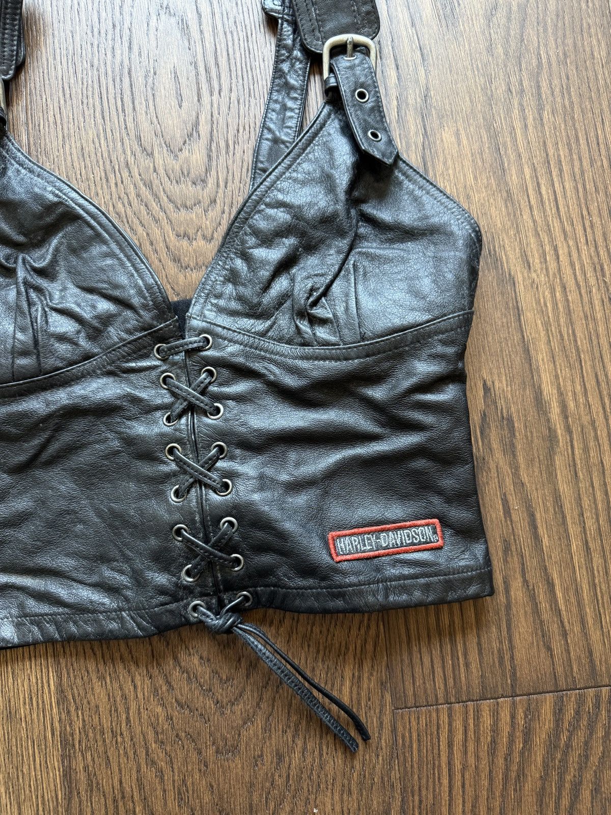 Harley Davidson Vintage Y2K Harley Davidson Leather Lace Up Bustier Corset Size M / US 6-8 / IT 42-44 - 2 Thumbnail