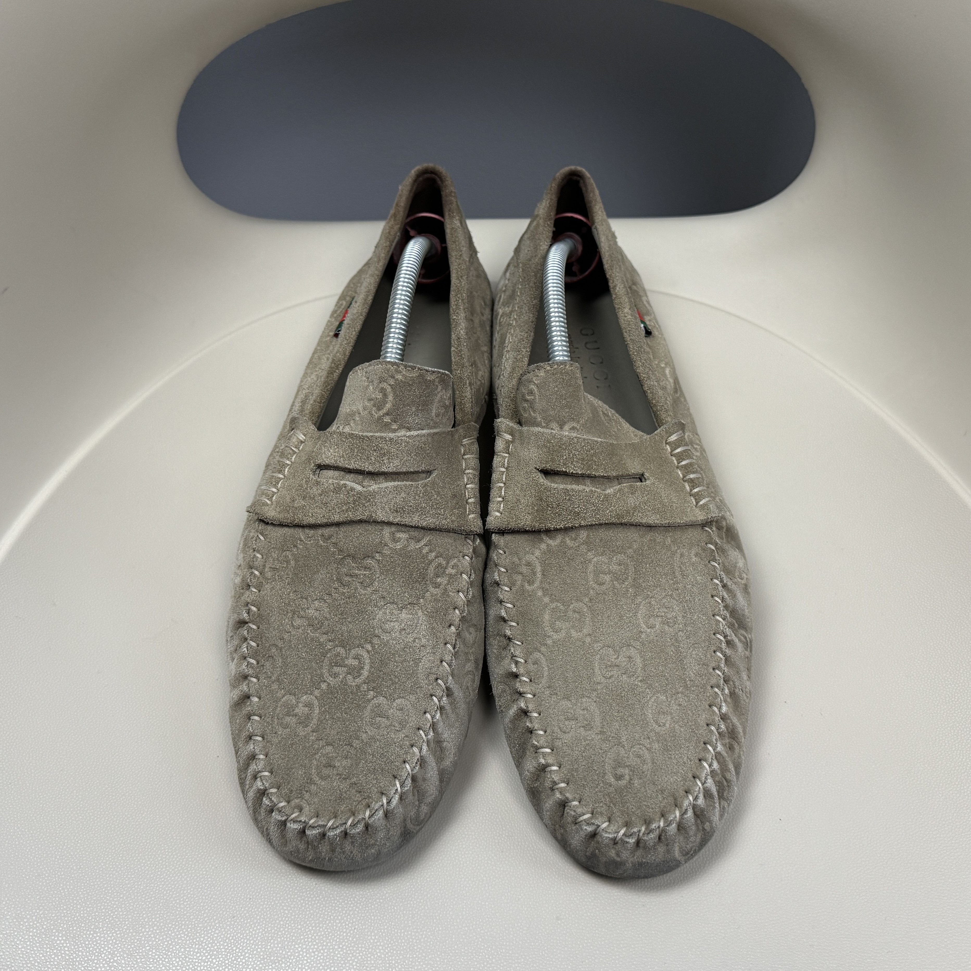 Gucci Gucci Suede GG Monogram Loafers Flats Olive Gray Size 8 Size US 9 / EU 42 - 5 Thumbnail