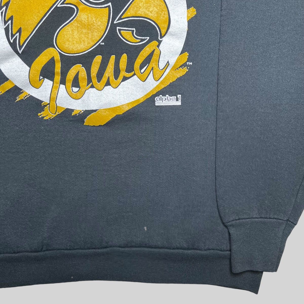 NCAA × Vintage Vtg 90s NCAA Iowa Hawkeyes 3D Spell Out Alpha 1 Sweatshirt Size US L / EU 52-54 / 3 - 17 Thumbnail