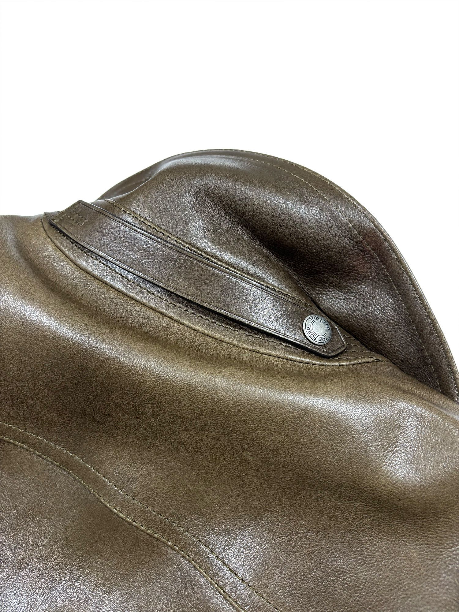 Tom Ford TOM FORD Grain Leather Biker Jacket Brown Size 48 NWT Size US M / EU 48-50 / 2 - 18 Thumbnail