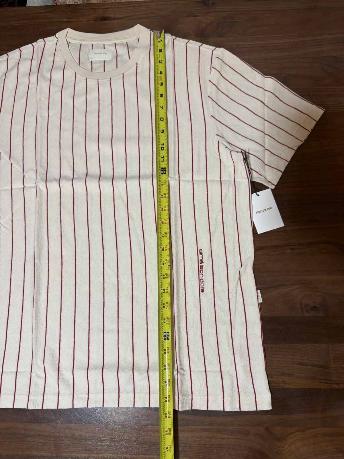 Aime Leon Dore Aimé Leon Dore Aime ALD Pinstripe Tee 'Pristine' (Cream) XL Size US XL / EU 56 / 4 - 5 Thumbnail