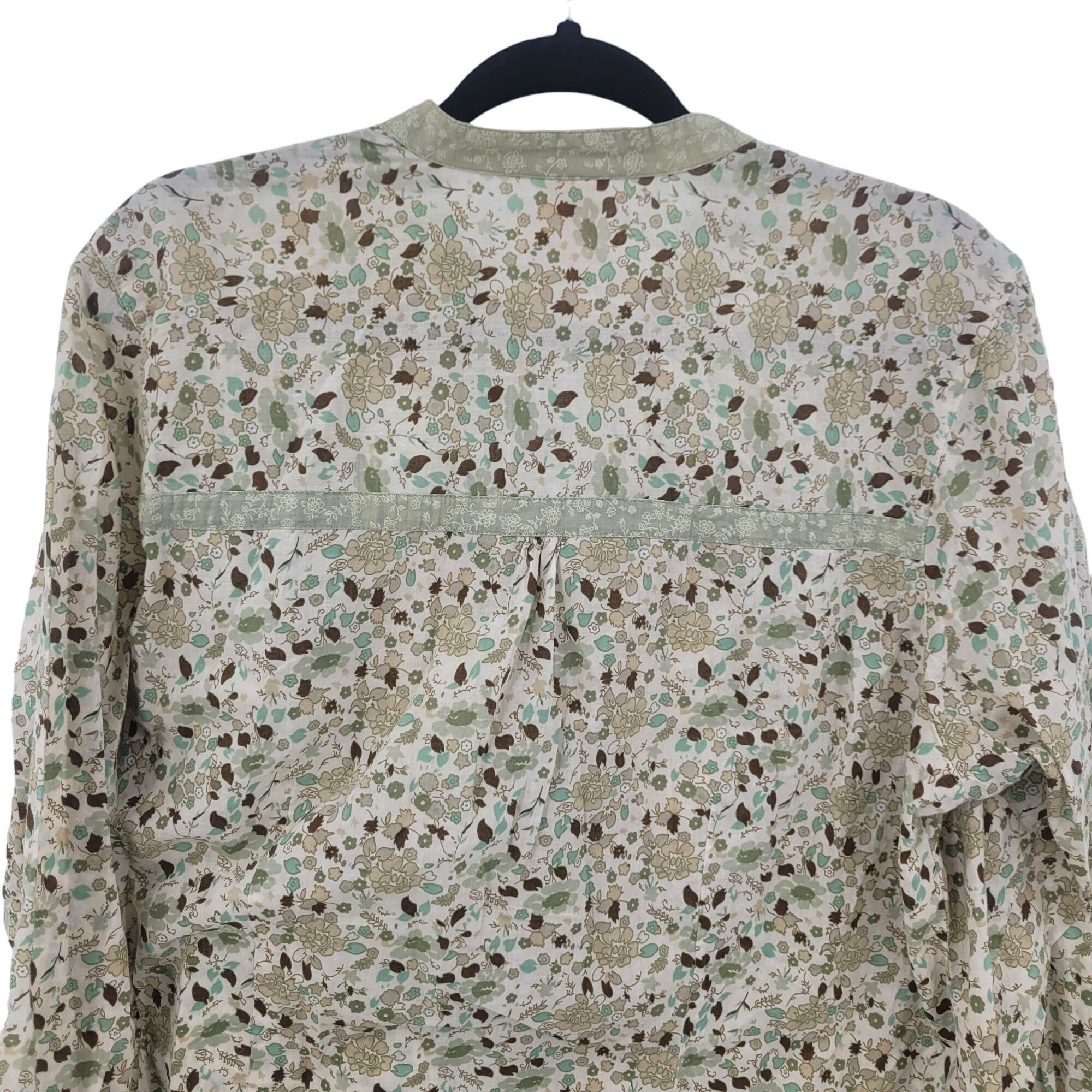 Faded Glory Vintage Ditsy Floral Blouse 18W/20W Green Lace Bib Button Size 3XL / US 20-22 - 10 Thumbnail