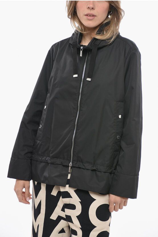 image of Moorer Extractable Hood Windbreaker Jacket in Black, Women's (Size Large)