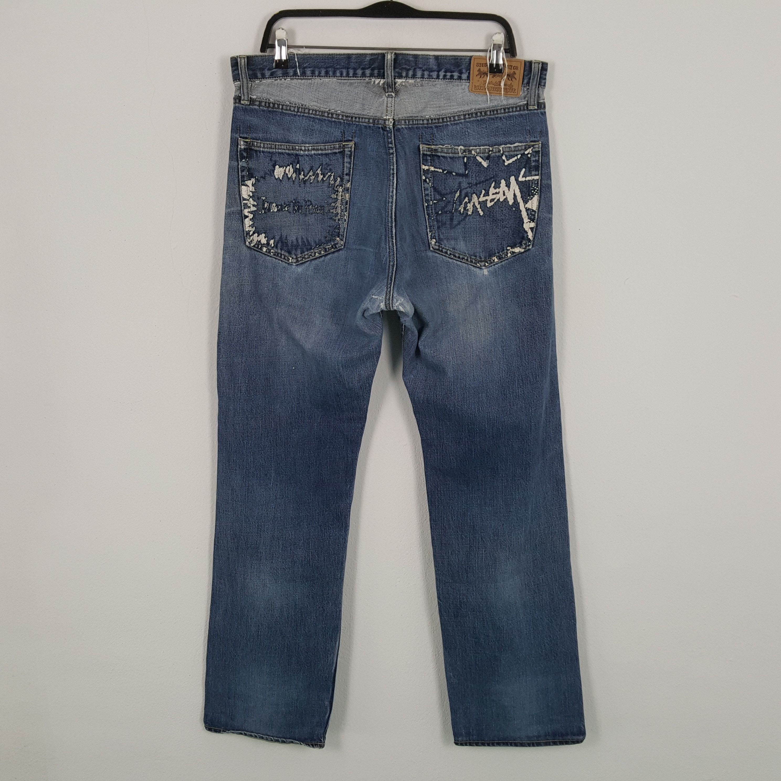 Stussy × Vintage STUSSY Streetwear Skateboard Style Distressed Jeans Size US 35 - 1 Thumbnail