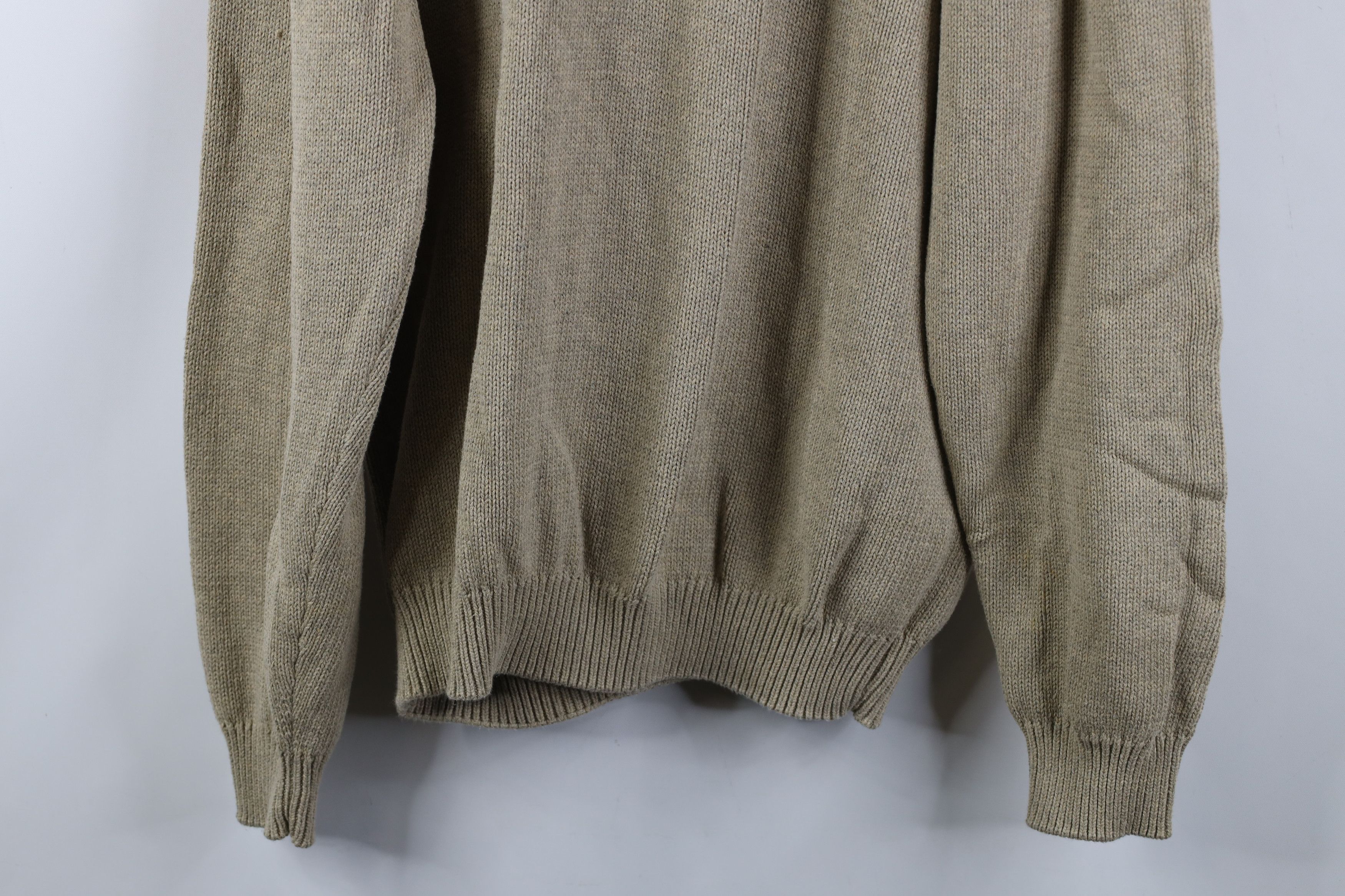 Vintage Vintage 90s Streetwear Cotton Ribbed Knit V-Neck Sweater Tan Size US L / EU 52-54 / 3 - 9 Thumbnail