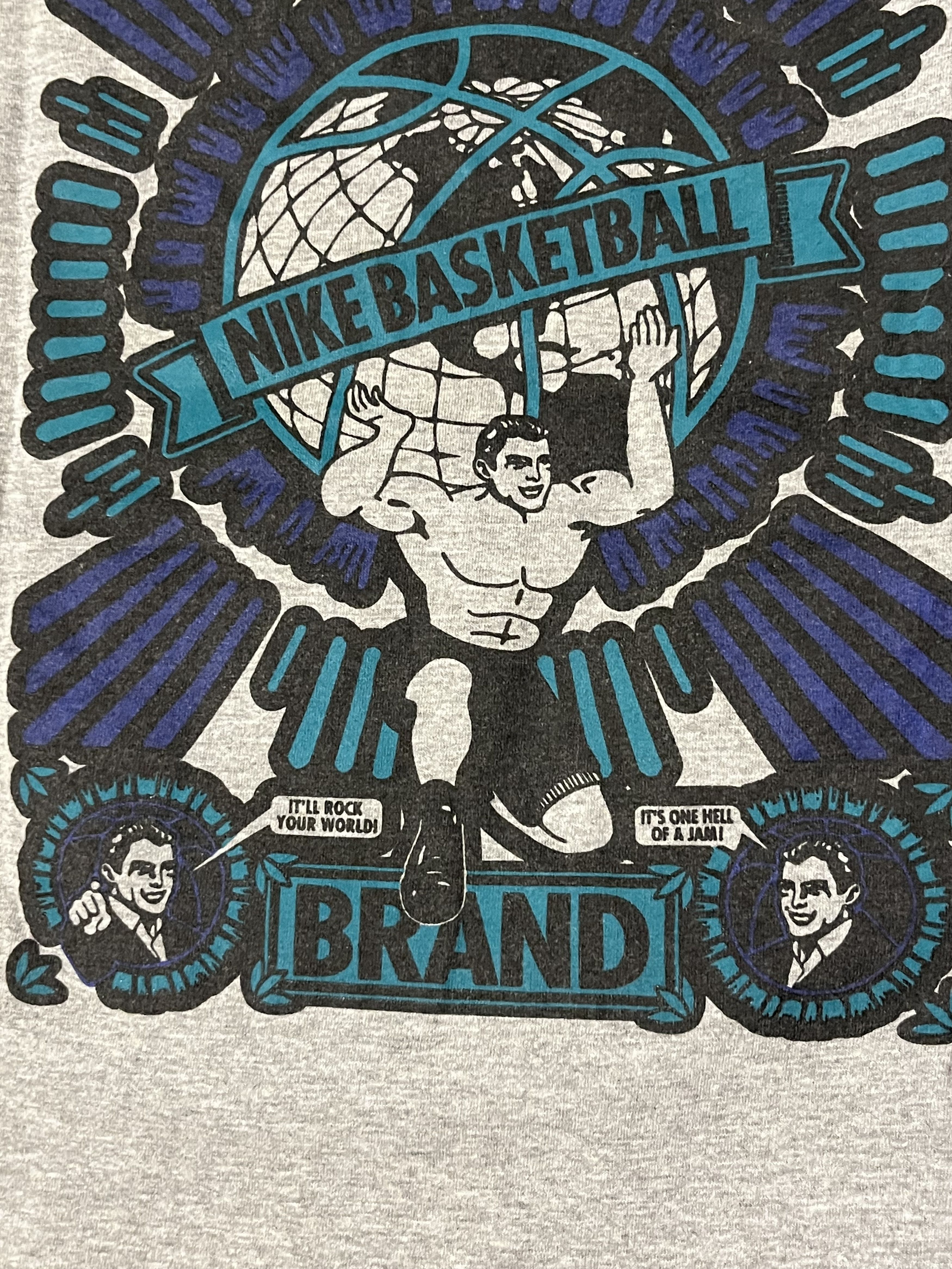 NBA × Nike × Vintage 90s Nike Basketball Monster Jam Rare "IT'LL ROCK YOUR WORLD" Size US XL / EU 56 / 4 - 5 Thumbnail
