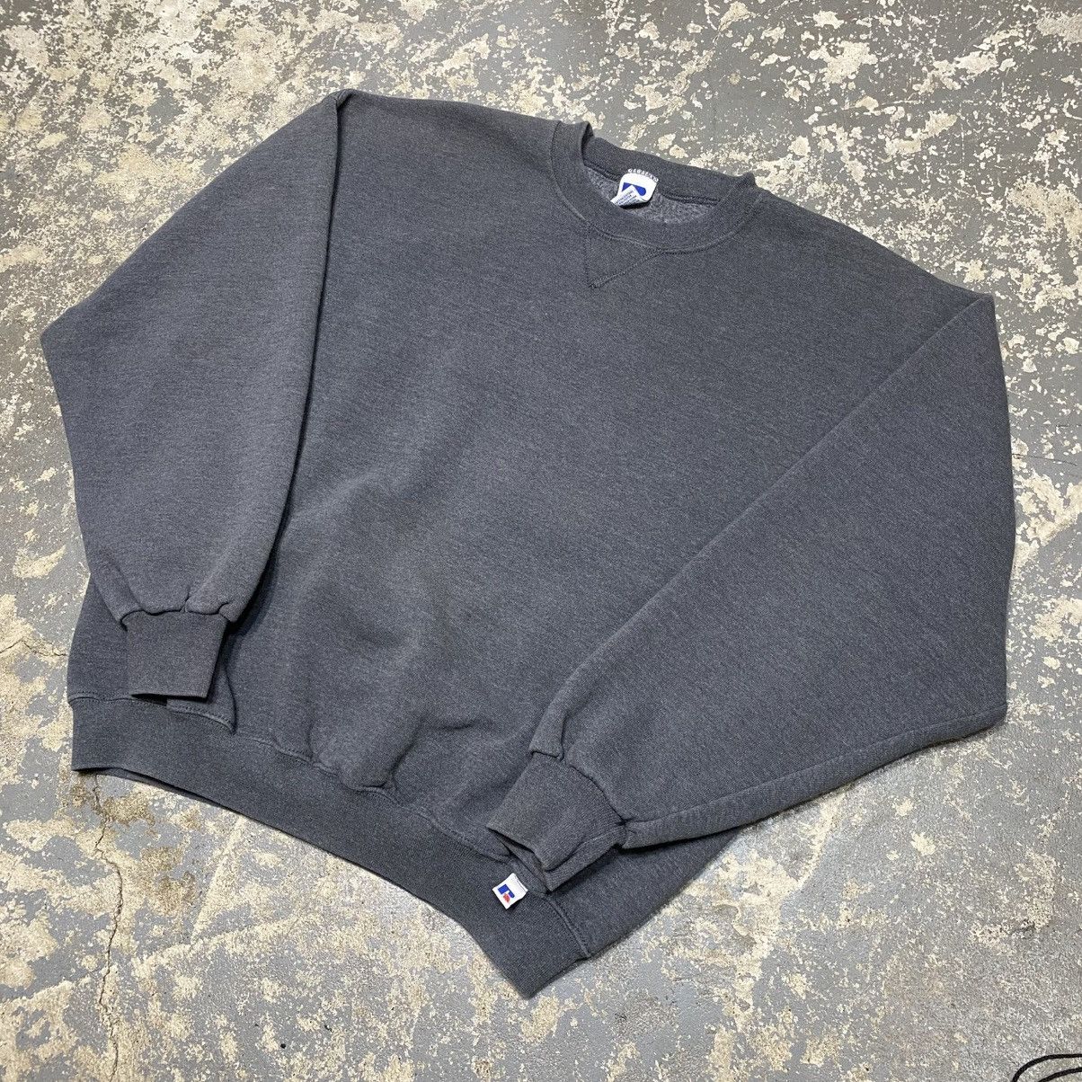 Russell Athletic × Vintage Vintage Russell Athletic Grey Blank Boxy Crewneck Hoodie Size US XL / EU 56 / 4 - 2 Thumbnail