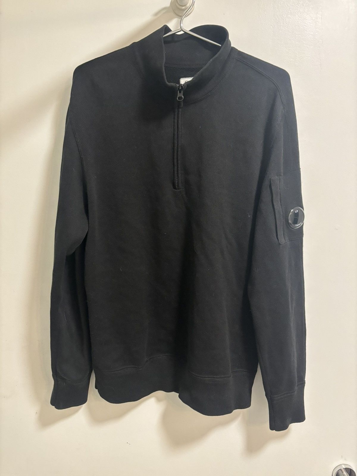 image of C P Company C.p Company Half Zip Sweater in Black, Men's (Size Medium)