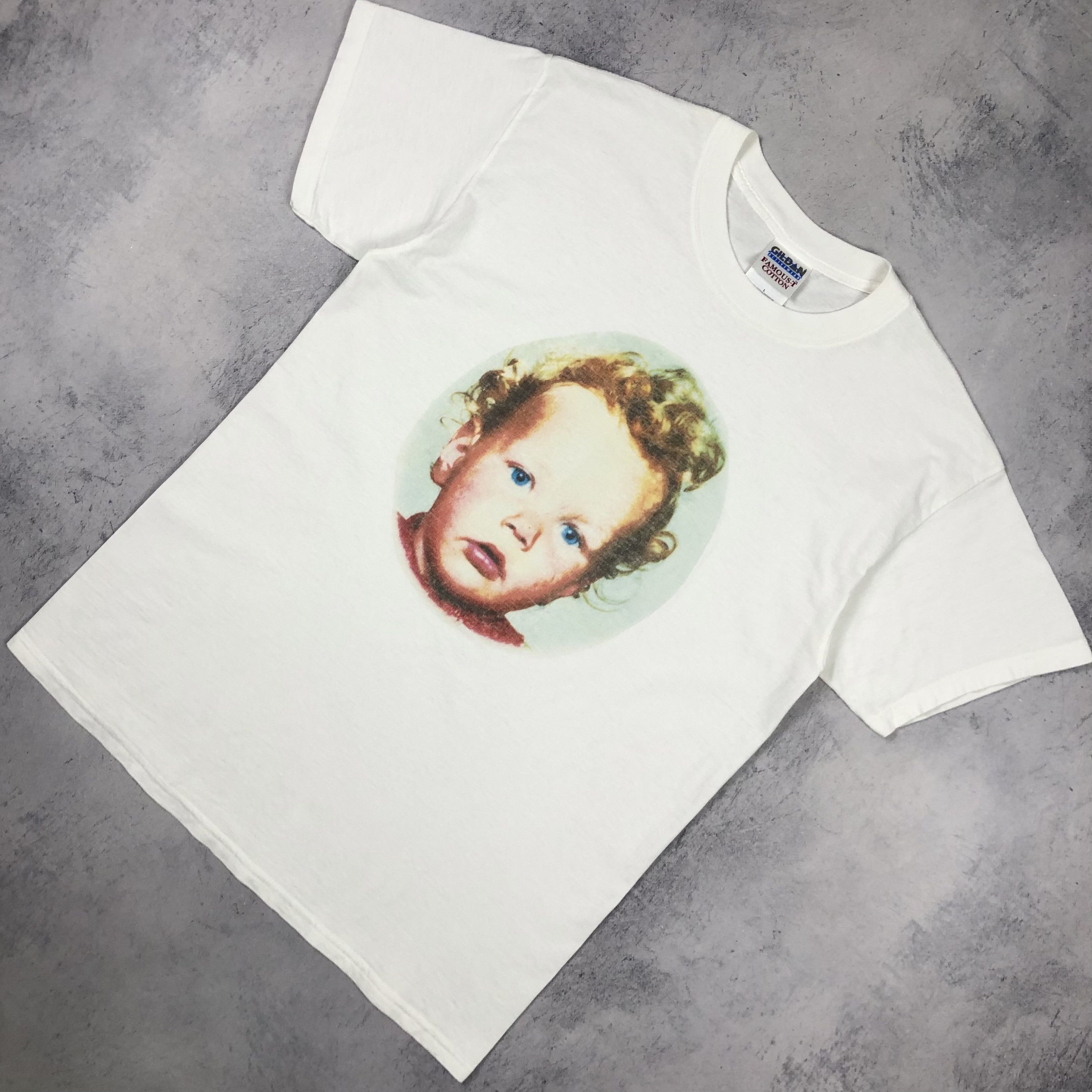 Vintage Vintage Creepy Bizarre Baby Graphic Face Tee Size US L / EU 52-54 / 3 - 4 Thumbnail