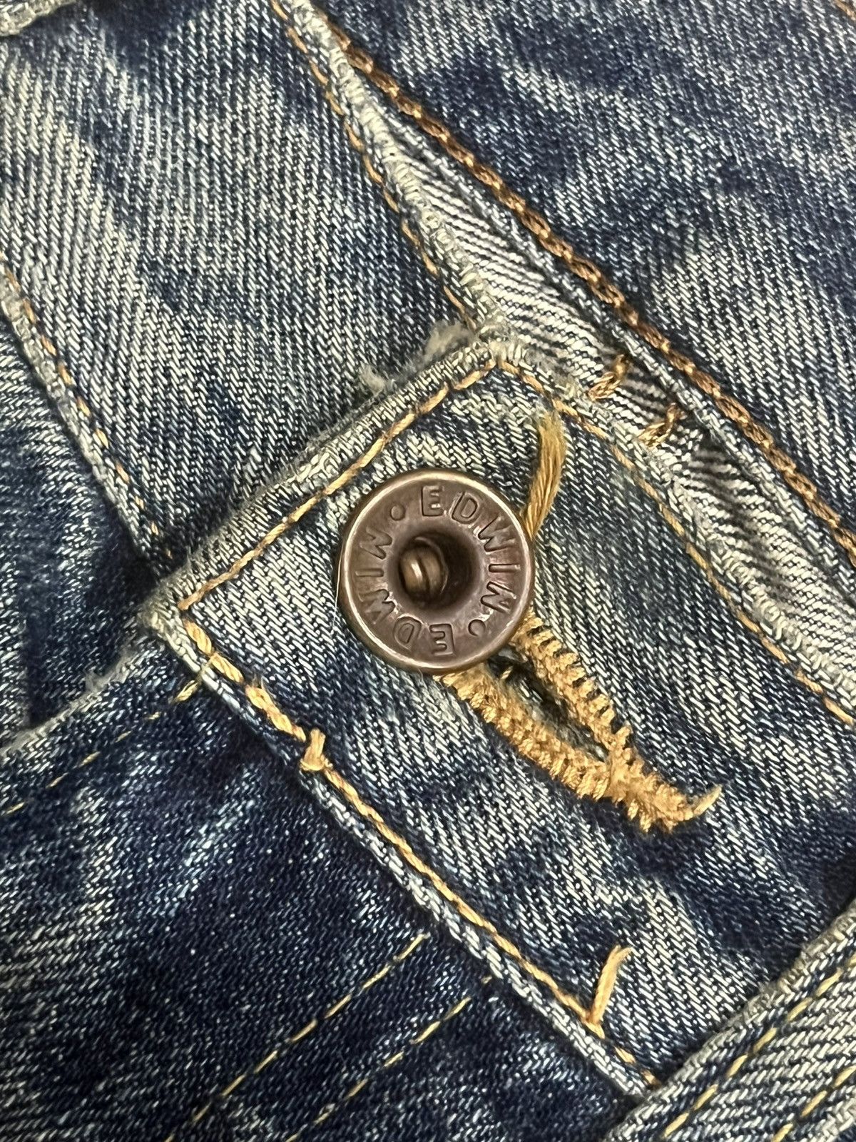 Kapital Vintage Edwin 505 Blue Wash Paint Splatter Rip Selvedge Jean Size US 30 / EU 46 - 5 Thumbnail