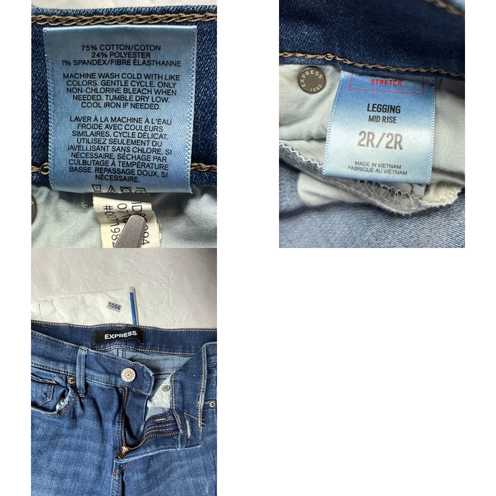 Express Express Jeans Legging Denim Women's 2R Blue Cotton Mid-Rise 5-Pocket Pockets Zip Modern Regular Adult Womens Size 26" / US 2 / IT 38 - 8 Thumbnail