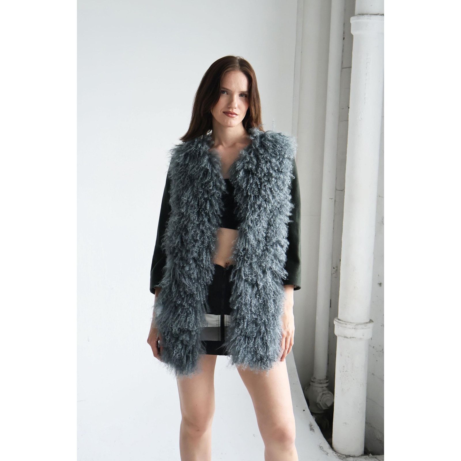 Vintage Vintage L'Autre Chose Paris Blue Mongolian Lamb Ciat Size L / US 10 / IT 46 - 3 Thumbnail