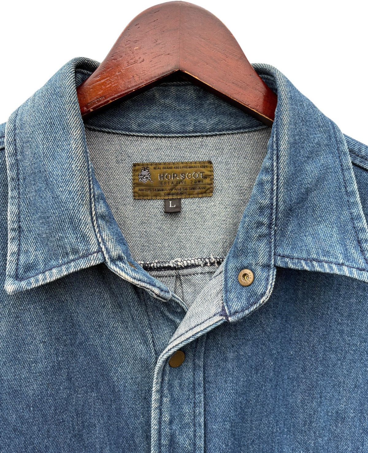 Japanese Brand Vintage Hop Scot Bleach Denim Workwear Chore Jacket Size US M / EU 48-50 / 2 - 5 Thumbnail