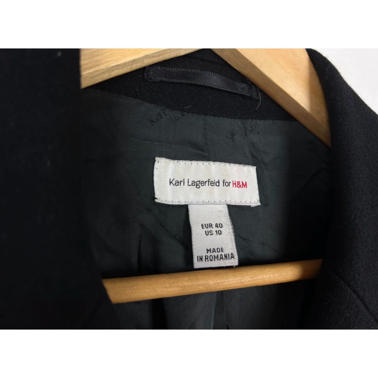 Karl Lagerfeld Karl Lagerfeld Women's Coat Wool Size US 10 Overcoat Long Black Solid Tweed Regular Jacket/Coat Size L / US 10 / IT 46 - 4 Thumbnail