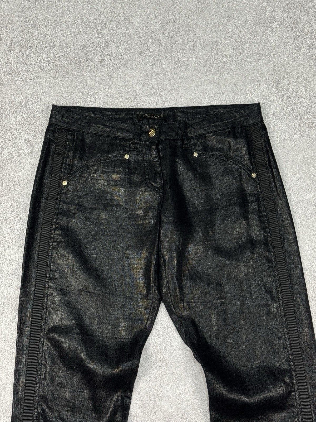 Roberto Cavalli Women’s Vintage Roberto Cavalli Linen Glossy Dress Pants Size 27" / US 4 / IT 40 - 3 Thumbnail
