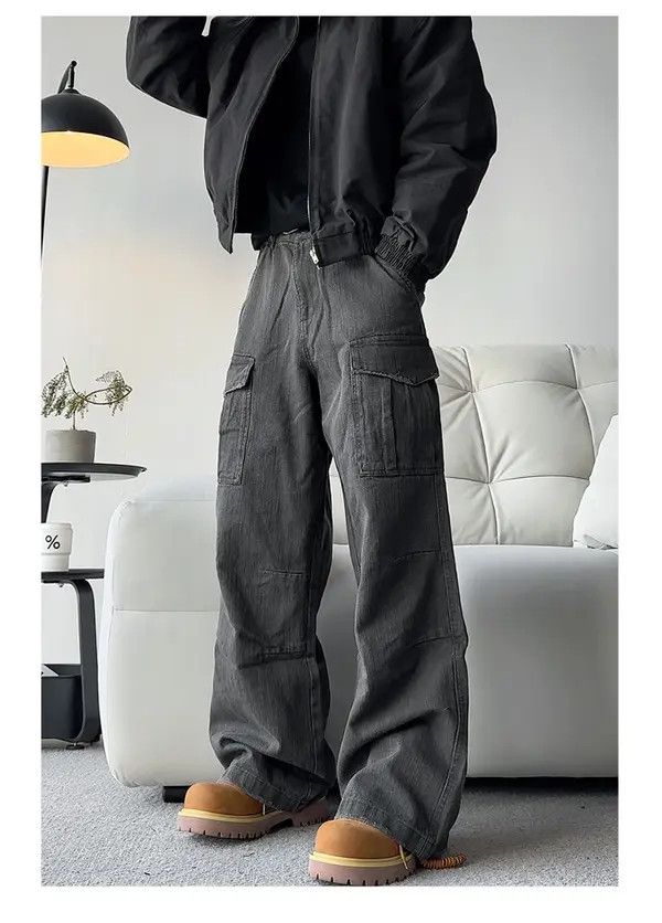Jean Arisawa x Kaori Multi Pocket Cargo Loose Wide Leg Jeans Size US 32 / EU 48 - 4 Thumbnail